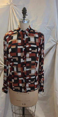 Blouse motifs rétro marron