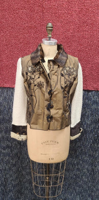 Blouson fleurs asiatiques bronze