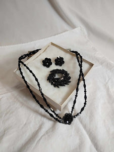 Ensemble bijoux perles de verre noires