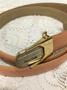 Ceinture cuir rose Pierre Cardin