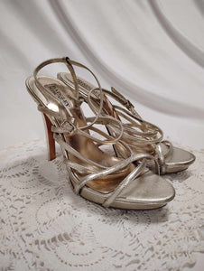 Sandales dorées à talons aiguilles BADGLEY MISCHKA