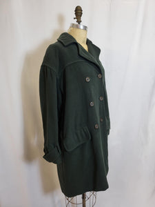 Manteau de laine double boutonnière vert forêt