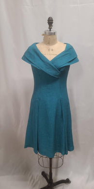 Robe turquoise fines rayures