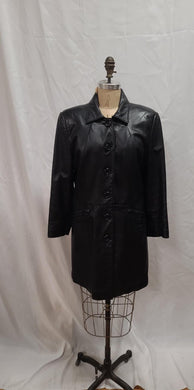 Manteau cuir noir mi-long