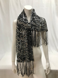 Foulard tulle noire à paillettes