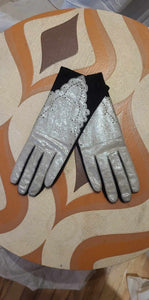 gants suède noir/argent