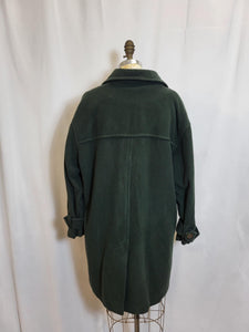 Manteau de laine double boutonnière vert forêt