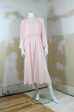 Robe longue chiffon rosé