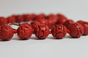 Collier billes de bois rouge