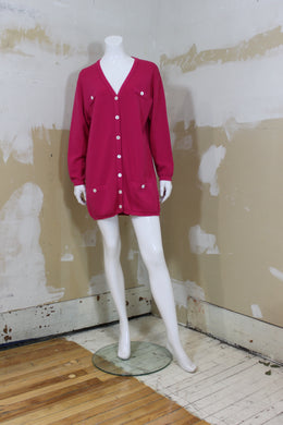 Cardigan laine fuchsia